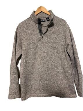 Chaps Men’s Medium Gray Marl Quarter Snap Mock Neck Fleece Pullover Sweater
